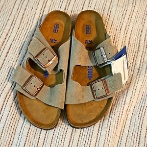 Women's Birkenstock Arizona Soft Footbed Sandal - grey- 39